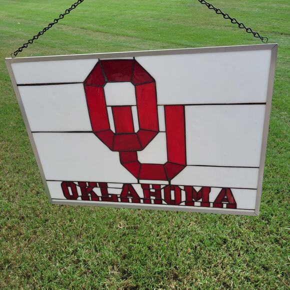 VTG University of Oklahoma OU Sooners Stained Glass Hanging Panel Aluminum 22x16 - Picture 14 of 14